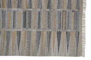 9' X 12' Tan Gray And Taupe Geometric Hand Woven Stain Resistant Area Rug With Fringe