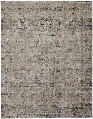 5' X 8' Taupe Ivory And Gray Abstract Distressed Area Rug With Fringe