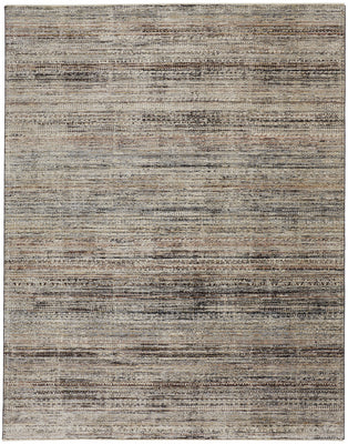 2' X 3' Ivory Gray And Black Abstract Distressed Area Rug With Fringe