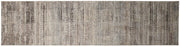 10' Ivory Gray And Black Abstract Distressed Runner Rug With Fringe