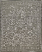 10' X 14' Gray Taupe And Silver Wool Floral Tufted Handmade Distressed Area Rug