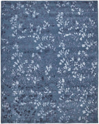 8' X 10' Blue Wool Floral Tufted Handmade Area Rug