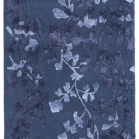 8' Blue Wool Floral Tufted Handmade Runner Rug