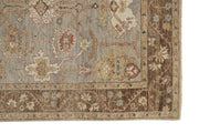 5' X 8' Gray Brown And Gold Wool Floral Hand Knotted Stain Resistant Area Rug With Fringe