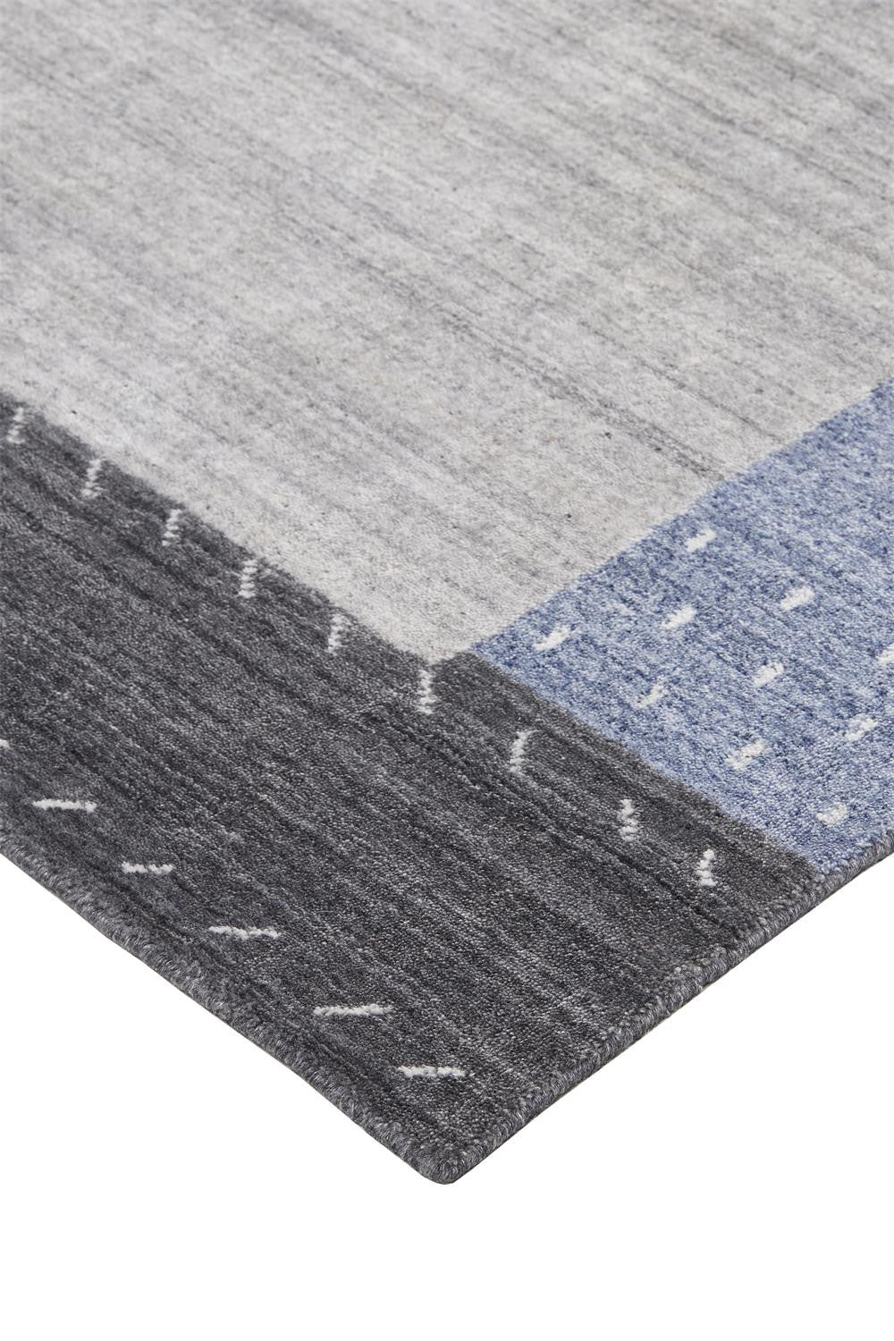 4' X 6' Gray Blue And Black Wool Hand Knotted Stain Resistant Area Rug