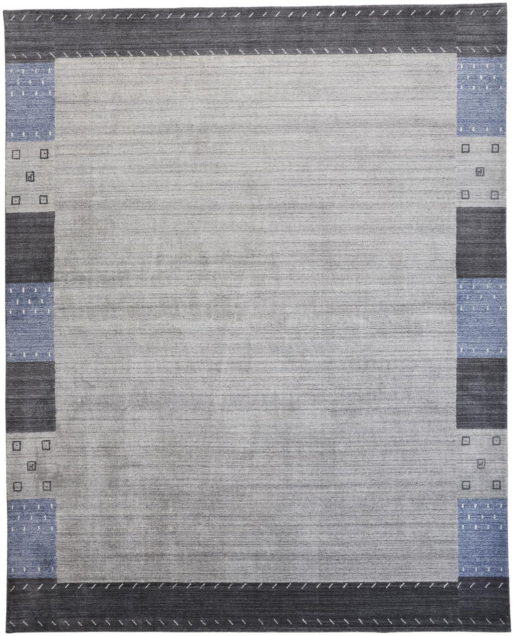 5' X 8' Gray Blue And Black Wool Hand Knotted Stain Resistant Area Rug