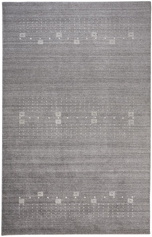 4' X 6' Gray And Ivory Wool Hand Knotted Stain Resistant Area Rug