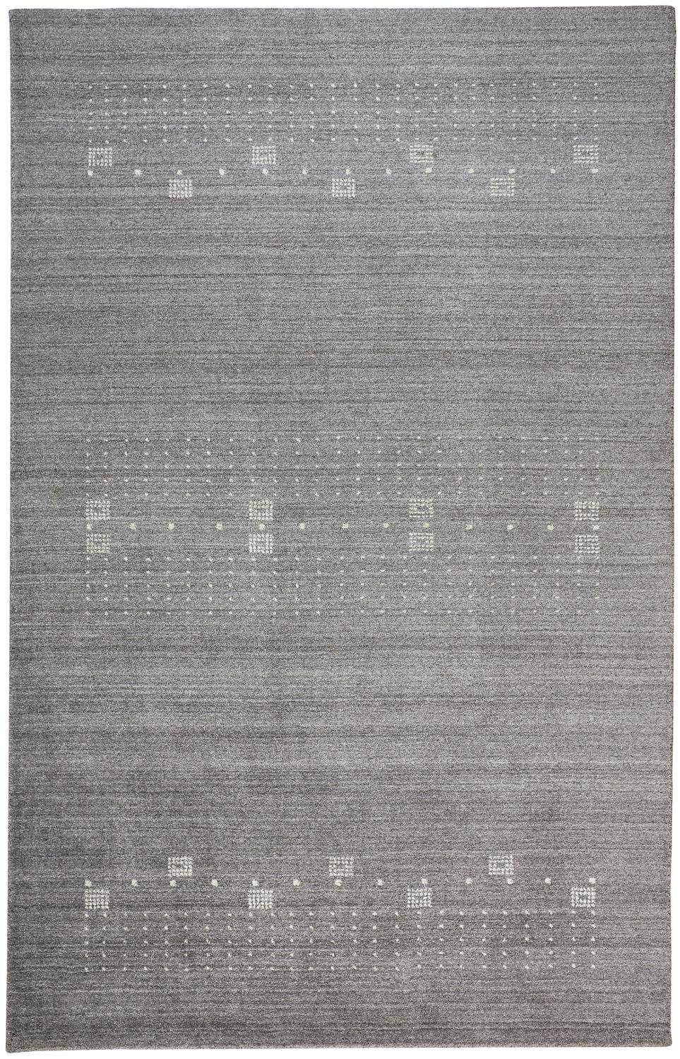 2' X 3' Gray And Ivory Wool Hand Knotted Stain Resistant Area Rug