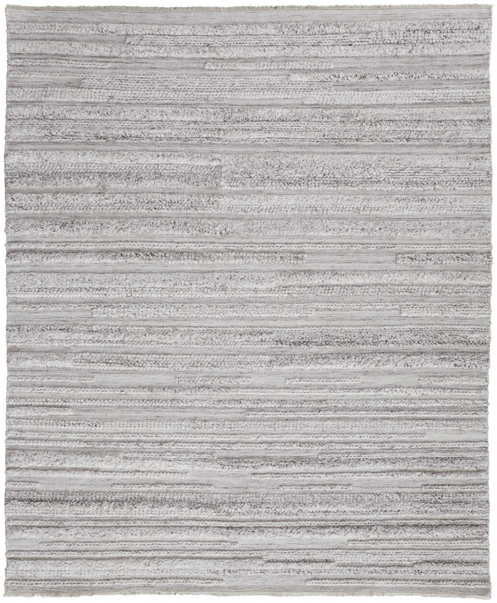 4' X 6' Ivory And Taupe Striped Hand Woven Stain Resistant Area Rug