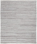 9' X 12' Ivory And Taupe Striped Hand Woven Stain Resistant Area Rug