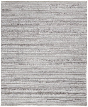 9' X 12' Ivory And Taupe Striped Hand Woven Stain Resistant Area Rug