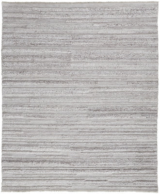 10' X 14' Ivory And Taupe Striped Hand Woven Stain Resistant Area Rug