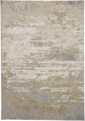 Ivory Gold And Gray Abstract Area Rug