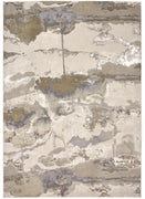 Gray Ivory And Gold Abstract Area Rug