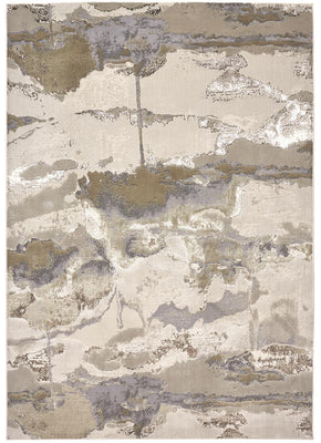 Gray Ivory And Gold Abstract Area Rug