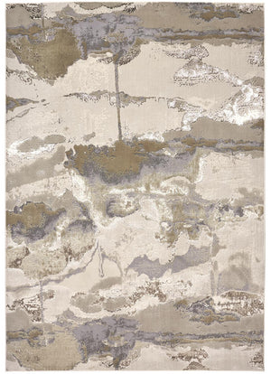 Gray Ivory And Gold Abstract Area Rug