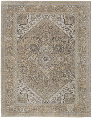 4' X 6' Brown Ivory And Tan Floral Power Loom Distressed Area Rug