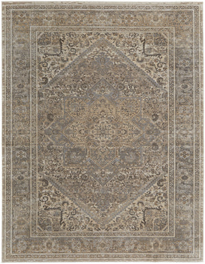 4' X 6' Tan Brown And Ivory Floral Power Loom Distressed Area Rug