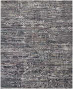 10' X 13' Blue And Gray Wool Abstract Hand Knotted Area Rug