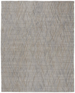 9' X 12' Gray And Blue Abstract Hand Woven Area Rug