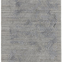 10' Gray And Blue Abstract Hand Woven Runner Rug