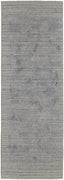 10' Gray And Blue Abstract Hand Woven Runner Rug