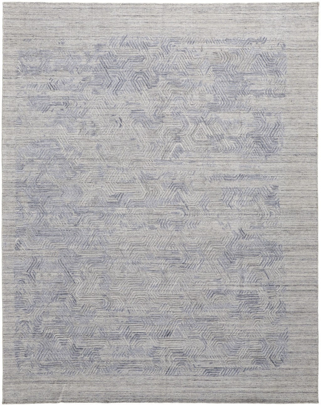 2' X 3' Gray And Blue Abstract Hand Woven Area Rug