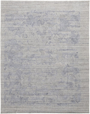 2' X 3' Gray And Blue Abstract Hand Woven Area Rug