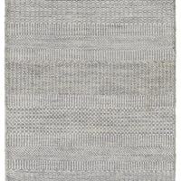 10' Silver Wool Striped Hand Knotted Runner Rug