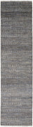 10' Gray Wool Striped Hand Knotted Runner Rug