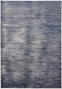 10' X 13' Blue Gray And Ivory Striped Power Loom Distressed Area Rug