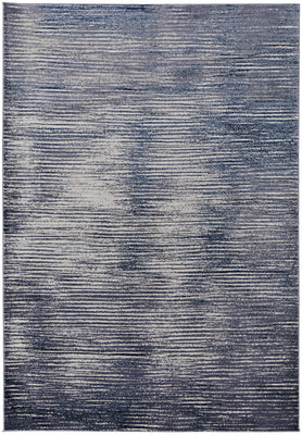 10' X 13' Blue Gray And Ivory Striped Power Loom Distressed Area Rug