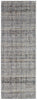 10' Tan Ivory And Blue Geometric Power Loom Distressed Runner Rug With Fringe