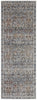 10' Tan Blue And Orange Floral Power Loom Distressed Runner Rug With Fringe