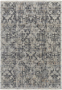 5' X 8' Ivory Gray And Taupe Abstract Power Loom Distressed Area Rug With Fringe