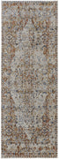 10' Tan Ivory And Orange Floral Power Loom Runner Rug With Fringe