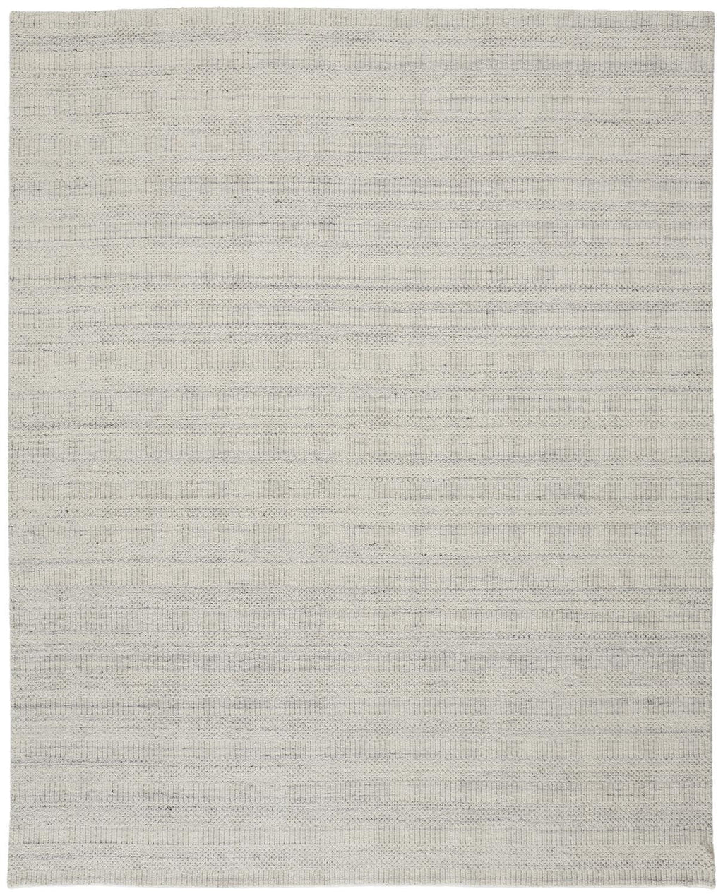 9' X 12' Ivory And Gray Wool Hand Woven Stain Resistant Area Rug