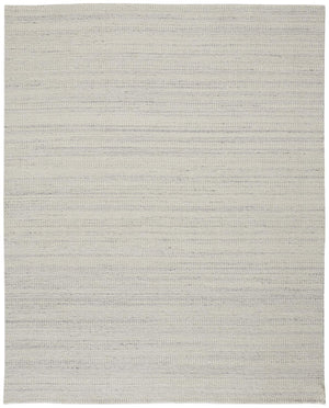 9' X 12' Ivory And Gray Wool Hand Woven Stain Resistant Area Rug