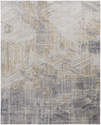 10' X 13' Tan Ivory And Gray Abstract Power Loom Distressed Area Rug