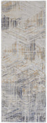 10' Tan Ivory And Gray Abstract Power Loom Distressed Runner Rug