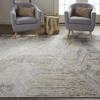 2' X 3' Tan Ivory And Gray Abstract Power Loom Distressed Area Rug