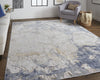 2' X 3' Tan And Blue Abstract Power Loom Distressed Area Rug