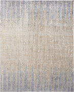 12' X 15' Tan Brown And Blue Abstract Power Loom Distressed Area Rug