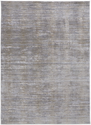 8' X 10' Taupe Silver And Tan Abstract Power Loom Area Rug