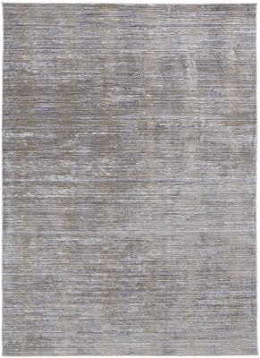 10' X 13' Taupe Silver And Tan Abstract Power Loom Area Rug