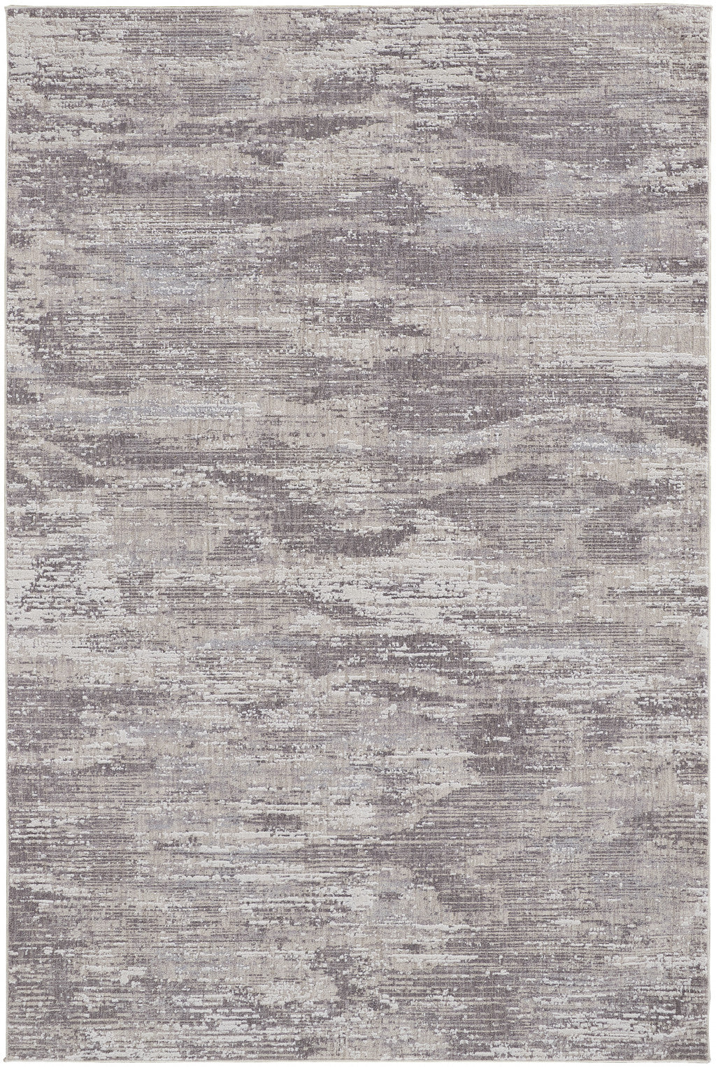 7' X 9' Tan Taupe And Gray Abstract Power Loom Distressed Stain Resistant Area Rug