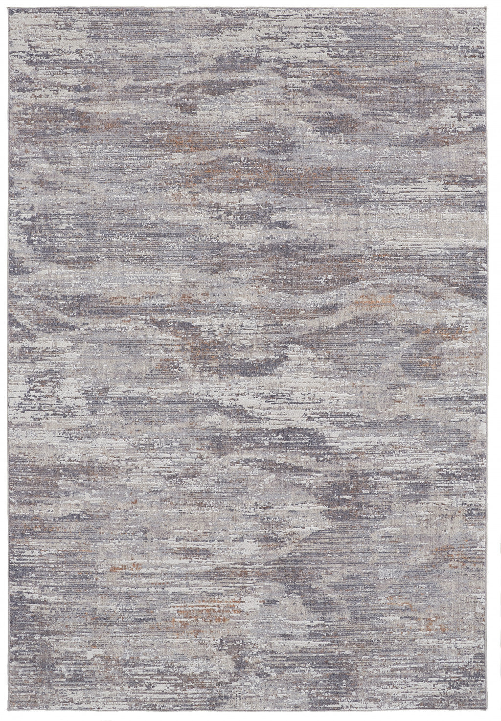 4' X 6' Taupe Tan And Orange Abstract Power Loom Distressed Stain Resistant Area Rug