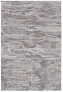 5' X 8' Taupe Tan And Orange Abstract Power Loom Distressed Stain Resistant Area Rug