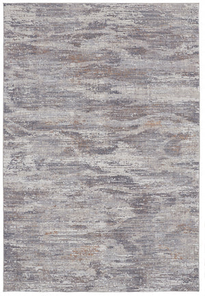 9' X 12' Taupe Tan And Orange Abstract Power Loom Distressed Stain Resistant Area Rug