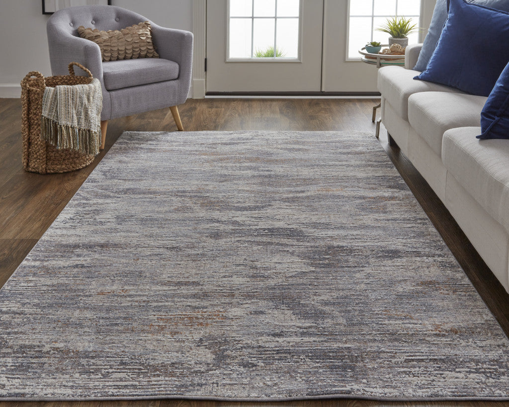 12' X 15' Taupe Tan And Orange Abstract Power Loom Distressed Area Rug